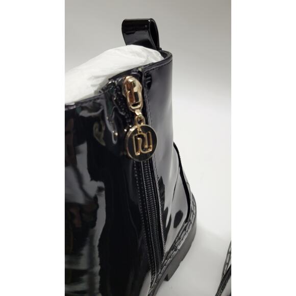 River Island Wide Fit Patent Chunky Chelsea Boot in Black Size 6 - Picture 4 of 11